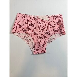 Victoria's Secret Cheeky Panty Womens Large Pink Red Ribbon Bow Seamless NWT